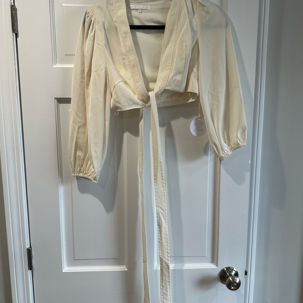 Cream Tie-Front Blouse